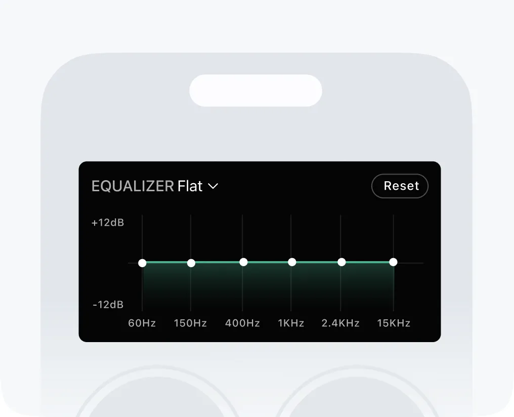 The app’s 6-band equalizer, with bands from 60 Hz to 15 kHz