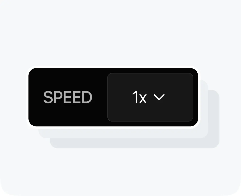 The playback speed control, set to 1x